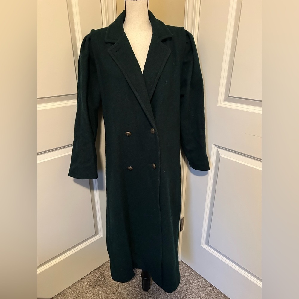 Jofeld Vintage wool Elegant Forest Green Women's long Pea Coat